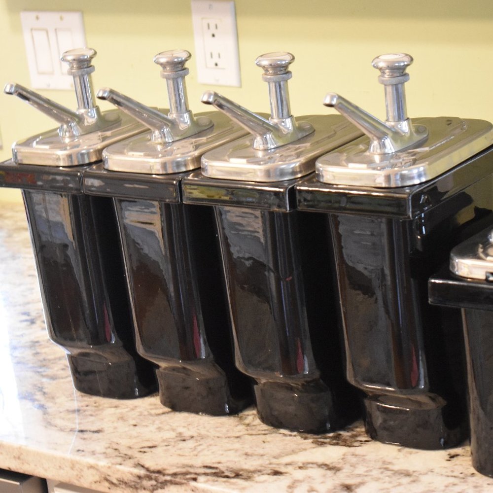 Vintage Fountainette Soda Shop Syrup Canisters